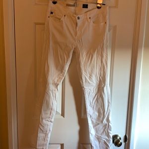 Anthro Stevie skinny ankle white jeans